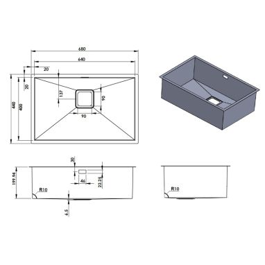 FABIANO Кухонная мойка Quadro 68 R10 680x440 (8216.401.0074)